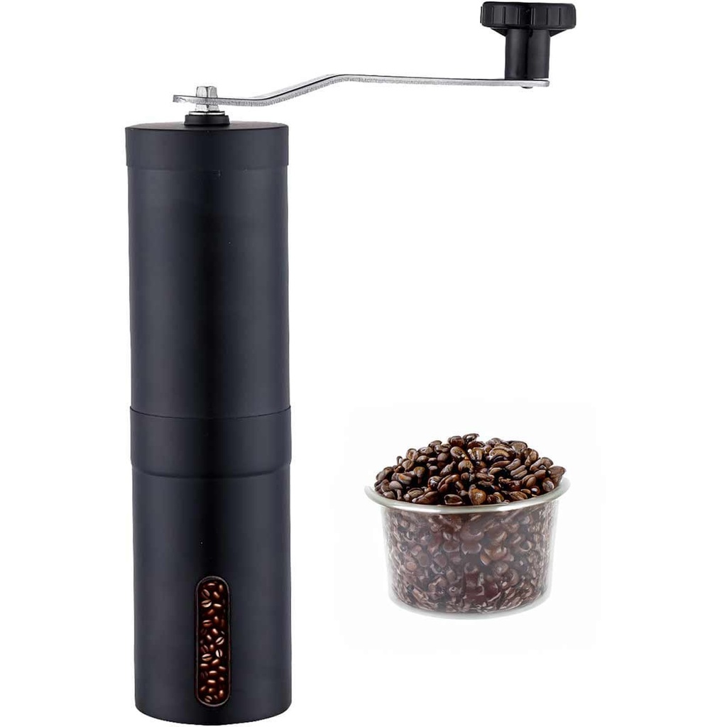 Macinacaffè manuale in acciaio inox, regolabile, nero, per espresso e filtro