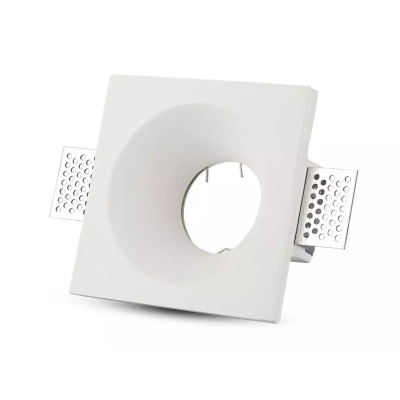 Portafaretto Lampada Led GU10 Da Incasso A Scomparsa Corpo Quadrato 120X120mm In Gesso Bianco Verniciabile SKU-3641