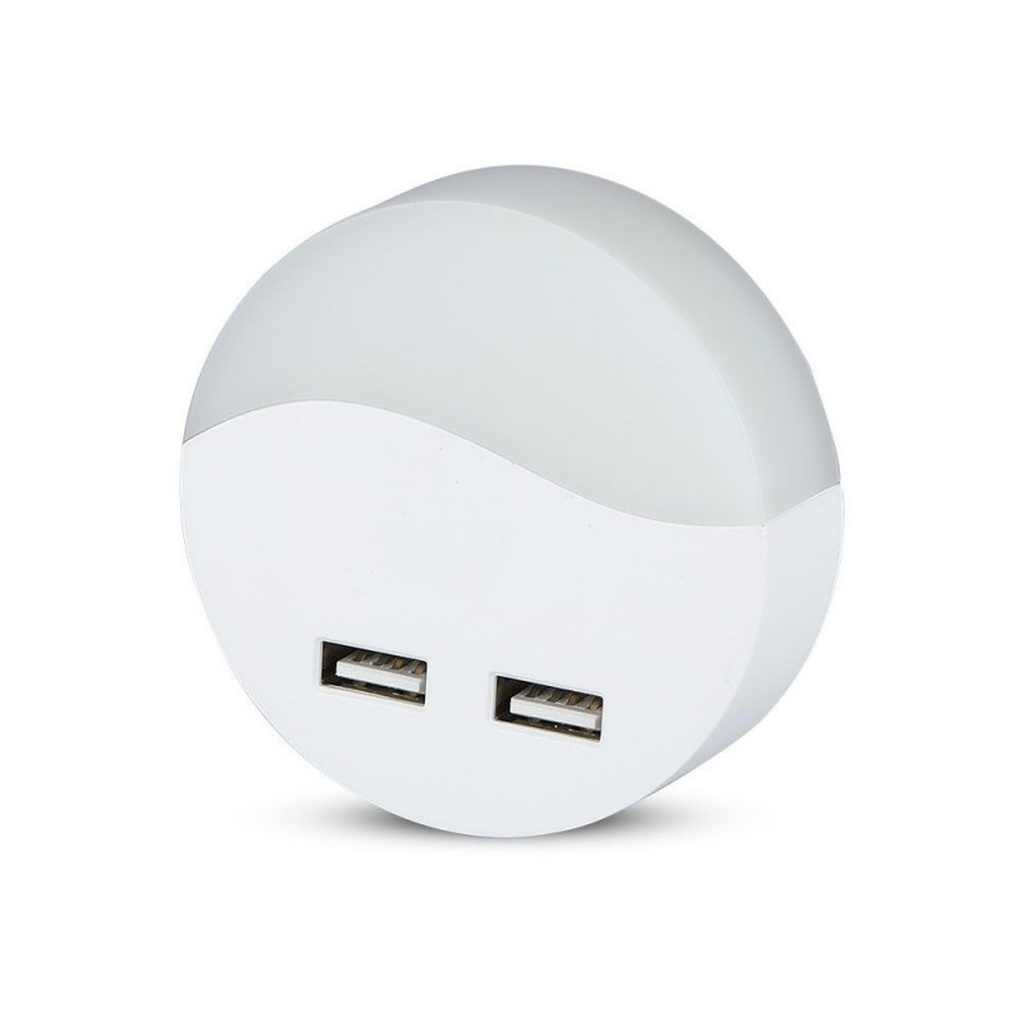 Segnapasso LED Rotondo Samsung 0,45W con Sensore Crepuscolare e USB 2A, 60 mm