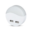 Segnapasso LED Rotondo Samsung 0,45W con Sensore Crepuscolare e USB 2A, 60 mm
