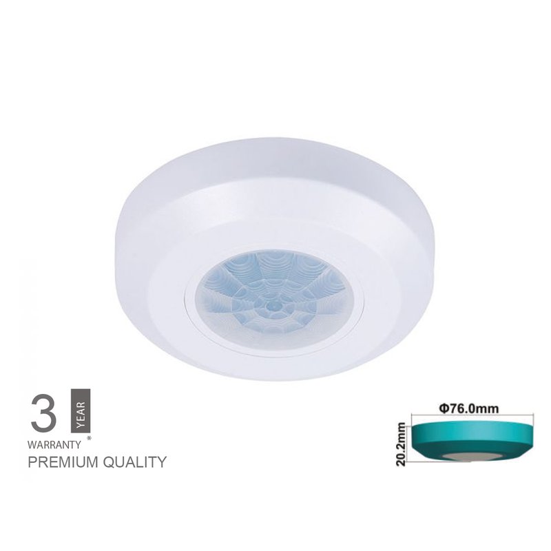 Sensore di Movimento PIR Slim Da Soffitto Muro Montaggio a Plafone Bianco 360 Gradi SKU-6606