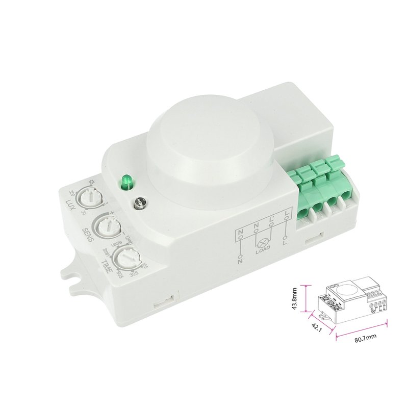 [CL1935] Sensore Micro Onde Microwave Sensor Montaggio a Plafone Da Parete Soffitto IP20 220V Max 200W Manual Override SKU-1446