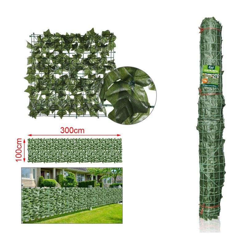 Siepe Artificiale 1x3 m su Rete con Foglie Patata Dolce
