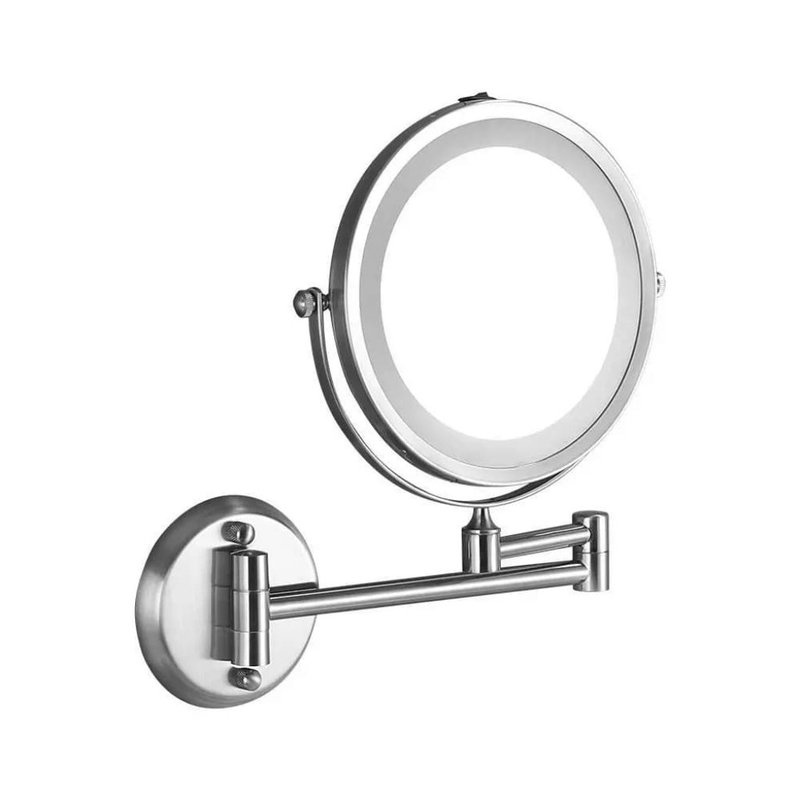 [LD6628] Specchio LED Rotondo 3W Double Face Rotabile a 360° con Braccio Estendibile Ingranditore 3X D170mm 6400K IP44 SKU-6628