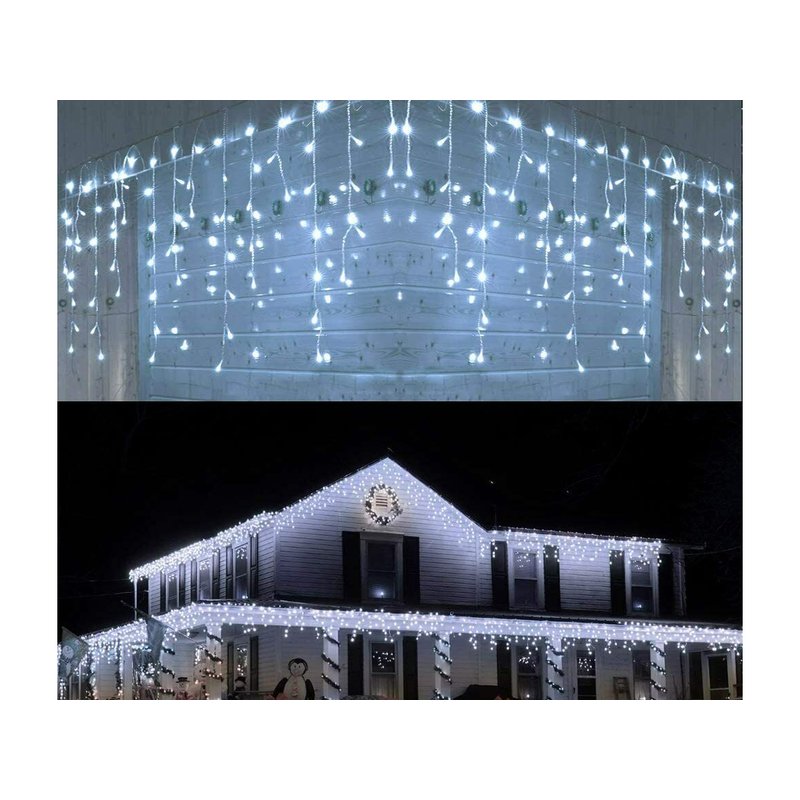 [NN2222F] Tenda Luminosa Da Esterno Professionali 200 Luci 2M X 2M Colore Bianco Freddo Effetto Cascata 10 Tende IP65 Prolungabile