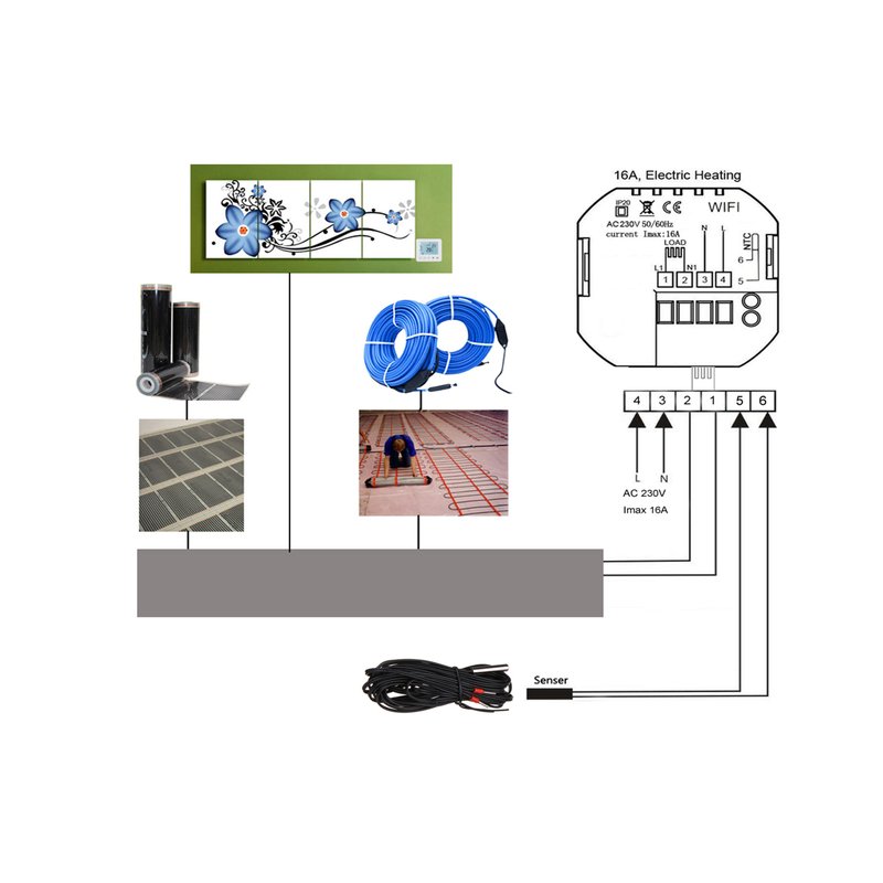 [LL0252] Termostato Digitale Per Riscaldamento Elettrico Stufa Calorifero WiFi Compatibile Con Amazon Alexa Echo e Google Home 16A 220V