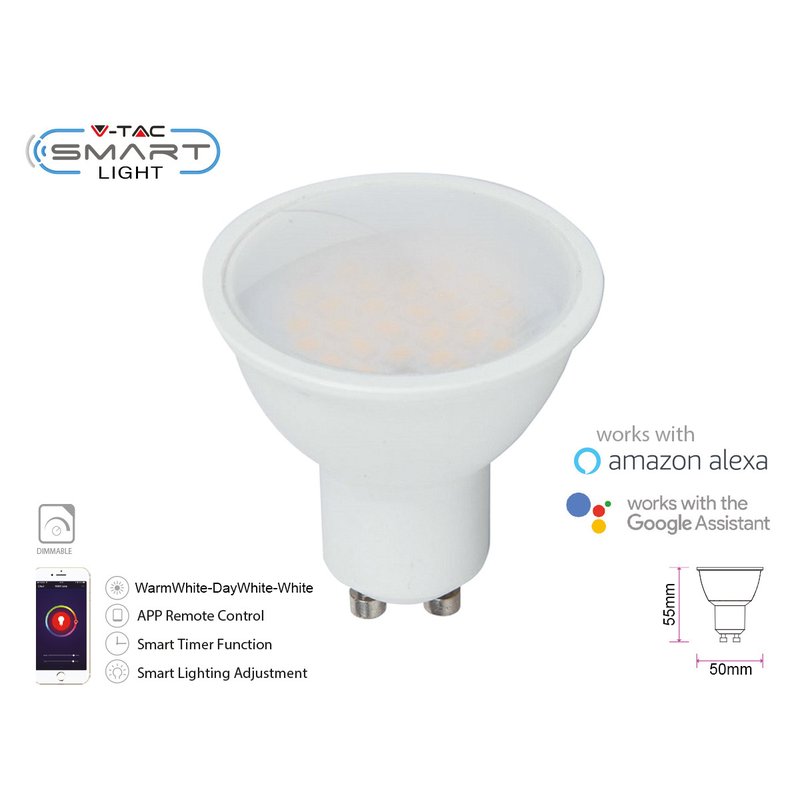 [SH02750] Smart Lampada Faretto Led GU10 4,5W WiFi CCT Dimmerabile APP Compatible Amazon Alexa Google Home SKU-2750