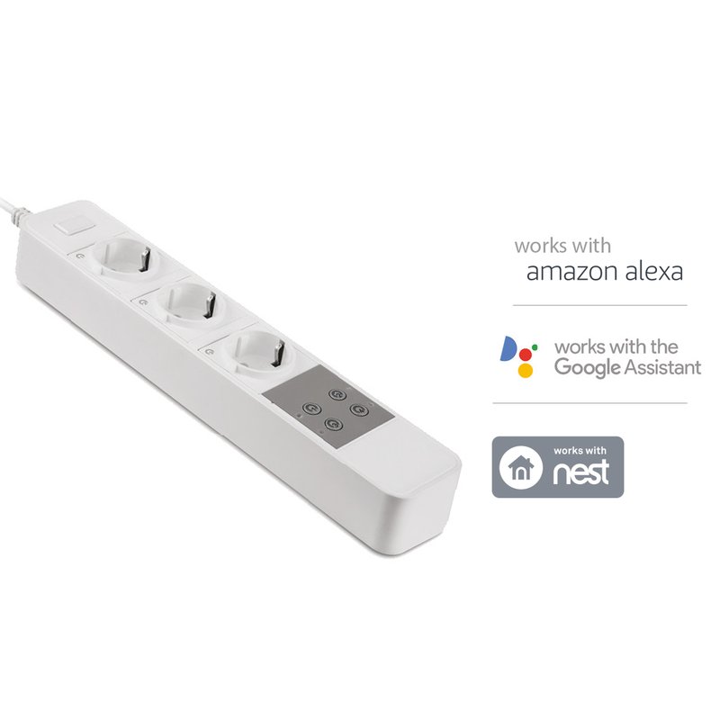 Smart WiFi Power Strip Ciabatta Multipresa Elettrica Con 3 Prese Schuko 10A Compatible Amazon Alexa Google Home SKU-8420