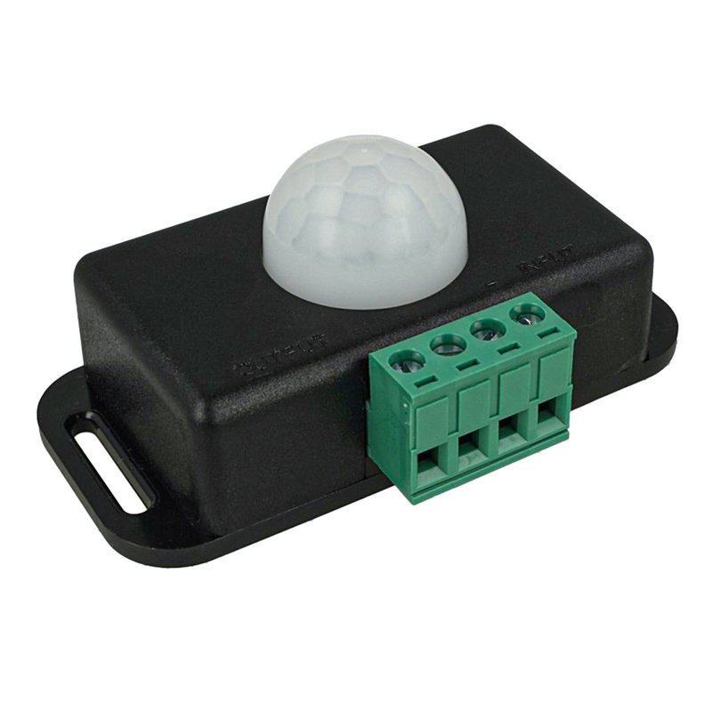 Sensore Di Movimento PIR Rilevatore Di Presenza 12V 24V 6A Colore Nero Timer Ritardo Regolabile Da 1 A 10 Minuti Per Striscia Led