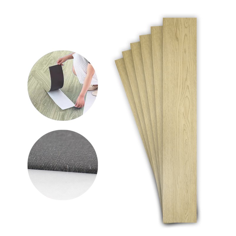 6 piastrelle adesive pavimento PVC 914x152 mm, effetto legno parquet