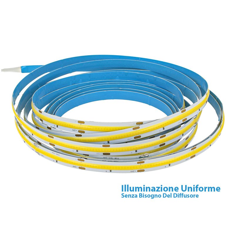 24V Bobina Striscia Striscia LED COB 14W/M 120LM/W 1700LM/M CRI 90 Bianco Freddo 6000K 5 Metri IP20 No Puntini