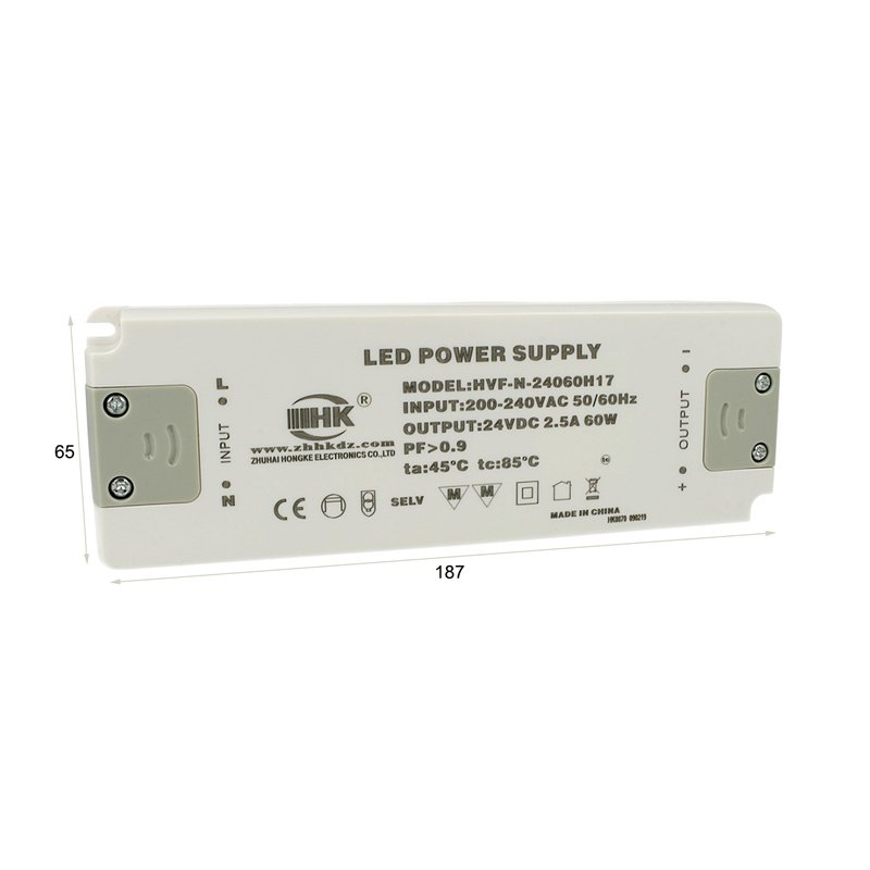Alimentatore Trasformatore CV 60W 24V 2,5A Super Slim Solo 22mm Spessore