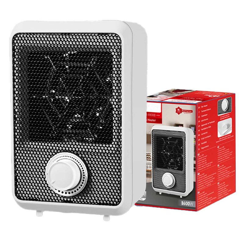 Mini Termoventilatore Elettrico 600W Termostato Regolabile con Protezione Anti Surriscaldamento Colore Bianco