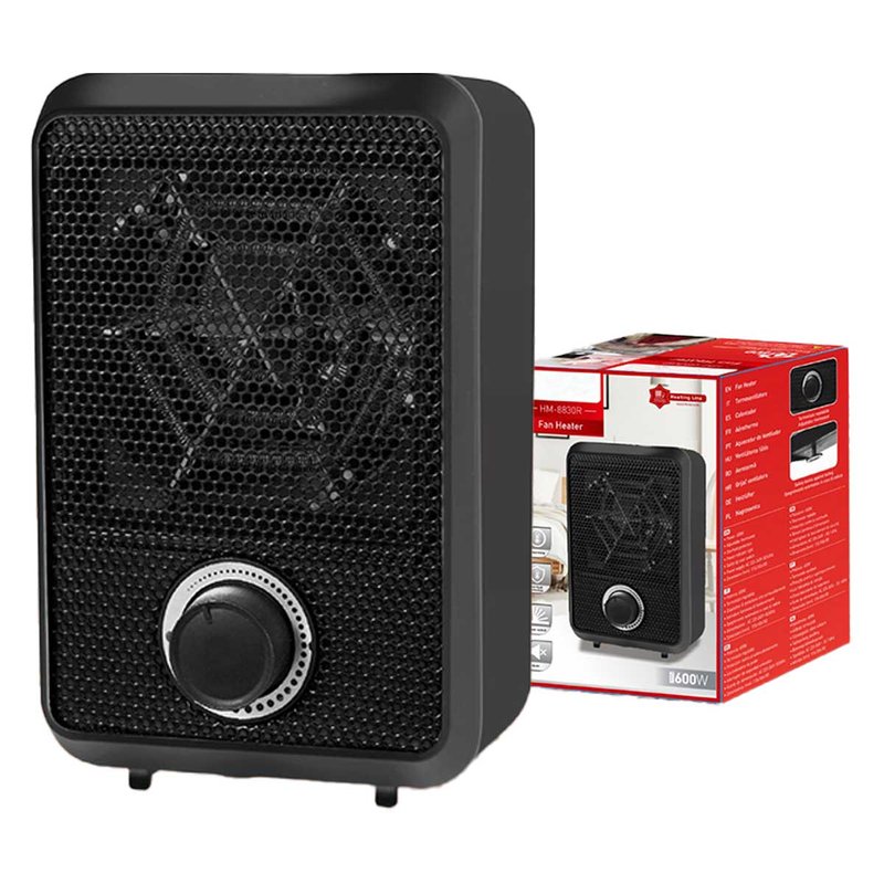 Mini Termoventilatore Elettrico 600W Termostato Regolabile con Protezione Anti Surriscaldamento Colore Nero