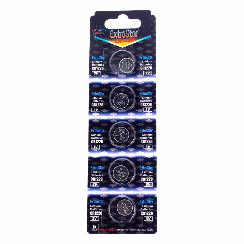 Pila Batteria A Bottone CR1220 3V Confezione Da 5 Pile