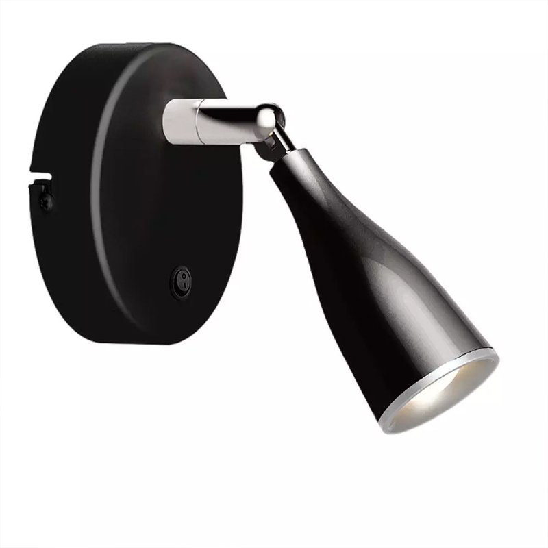 Applique Lampada Led Da Parete Con Interruttore Carcassa Nera 4000K Testa Orientabile IP20 4,5W SKU-218678
