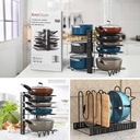 Organizzatore porta coperchi e padelle nero, P20 x H54,5 x L42 cm, salvaspazio