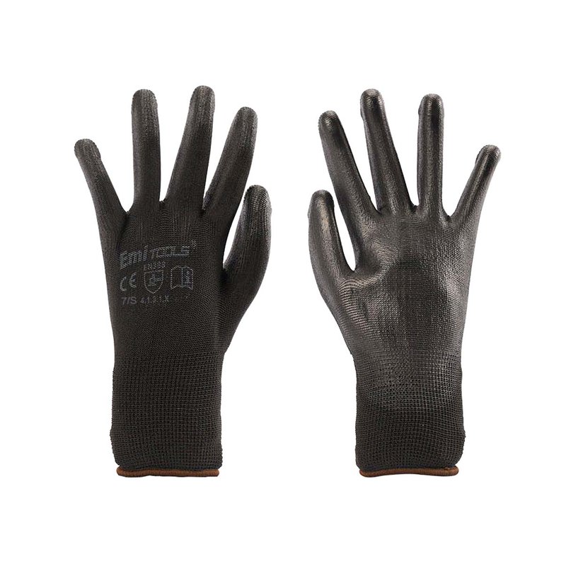 12 Paia Guanti da Lavoro Nero Taglia S 7 Con Rivestimento in Lattice