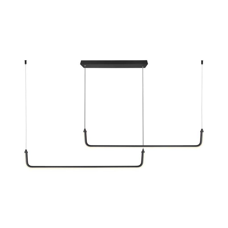 Lampadario LED a Sospensione 24W 2500lm dal Design Moderno Doppia Barra Led Con 3 Punti Fissaggio Colore Nero 4000K SKU-6941