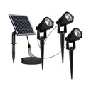 Faretti LED da Giardino 3*1.2W con Picchetto e Pannello Solare Colore Nero 3000K IP65 SKU-20489
