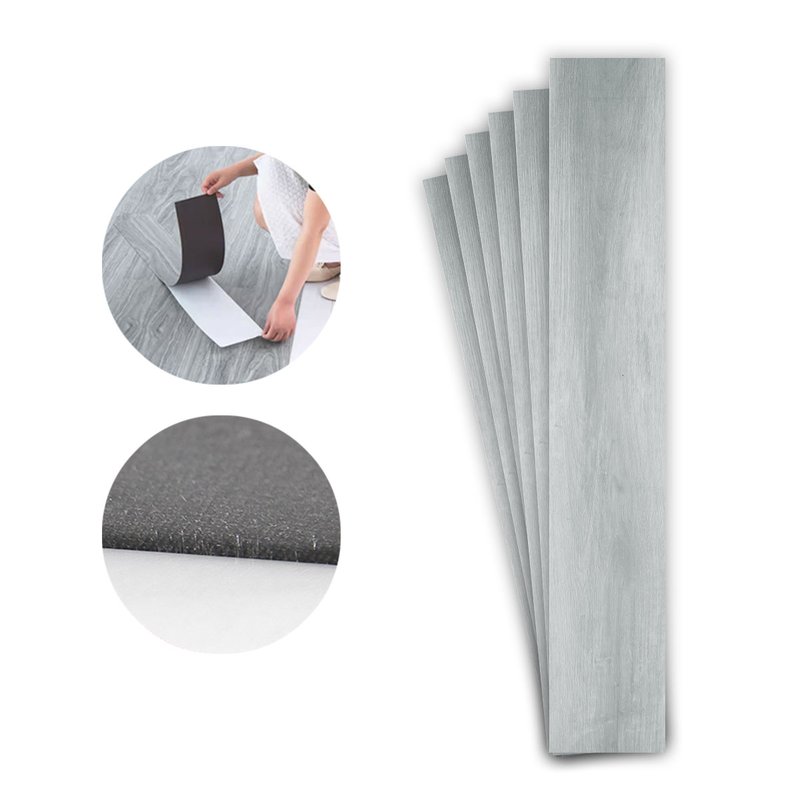 6 piastrelle adesive pavimento PVC 914x152 mm, effetto legno parquet