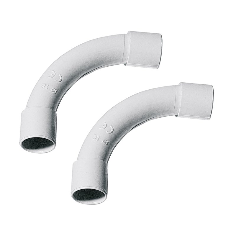 2 PZ Raccordi Tubo a Tubo Curvi Semplici 90° per Tubo Rigido 16mm IP40