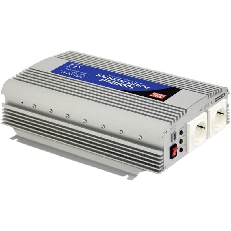 [MW-A301-1K0-F3] MW MEAN WELL A301-1K0-F3 Inverter 1000W Inverter Onda Sinusoidale Modificata In 12V Out 230VAC 2 Presa Schuko