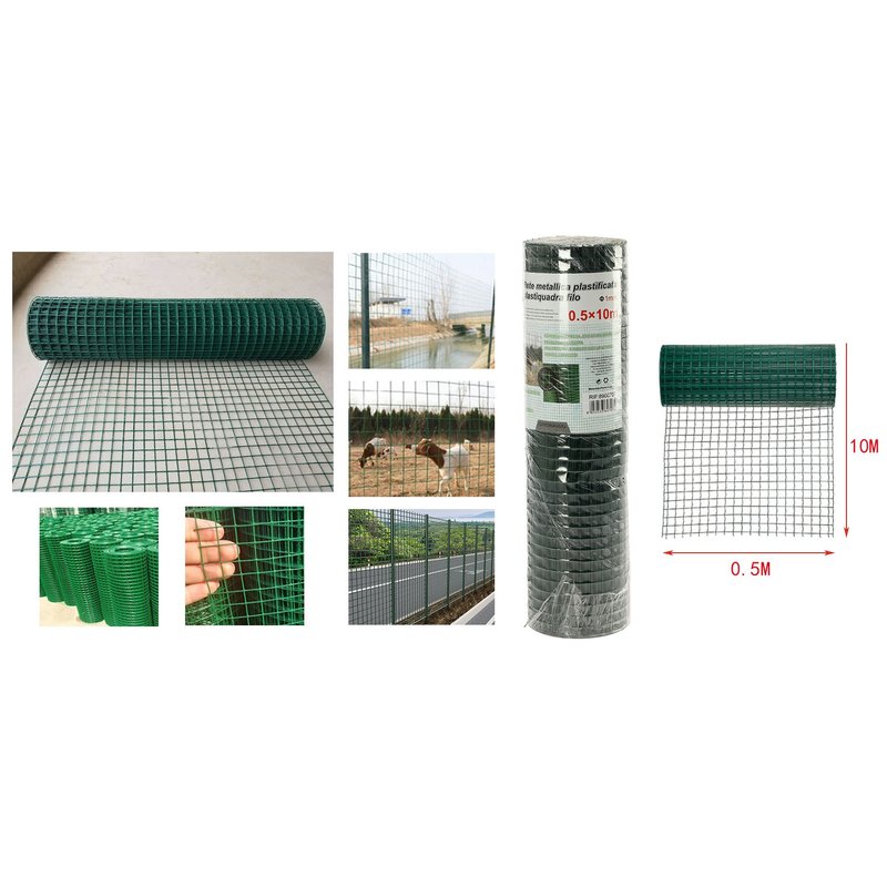 Rete Metallica Plasticata Verde 0,5x10 m Maglia 12,7x12,7 mm