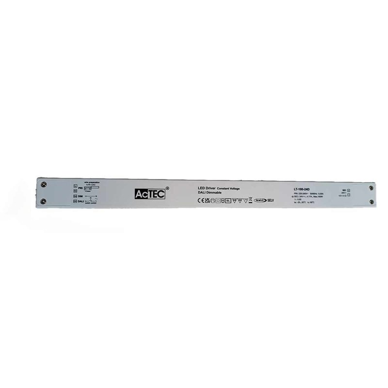 [AT-LT-100-24D] Alimentatore Dimmerabile DALI2 PUSH Pulsante 24V 100W Super Slim 400X32X21,6mm