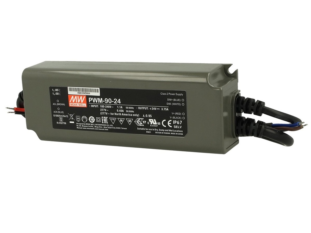 Alimentatore Led MW MEAN WELL PWM-90-24 Dimmerabile 90W 24V IP67 Dimming 3 in 1 0-10V 10V PWM Resistance