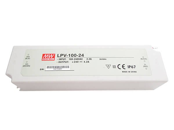 Alimentatore Trasformatore CV MW MEAN WELL Impermeabile IP67 24V 100W 4,2A LPV-100-24 Input 220V e 110V