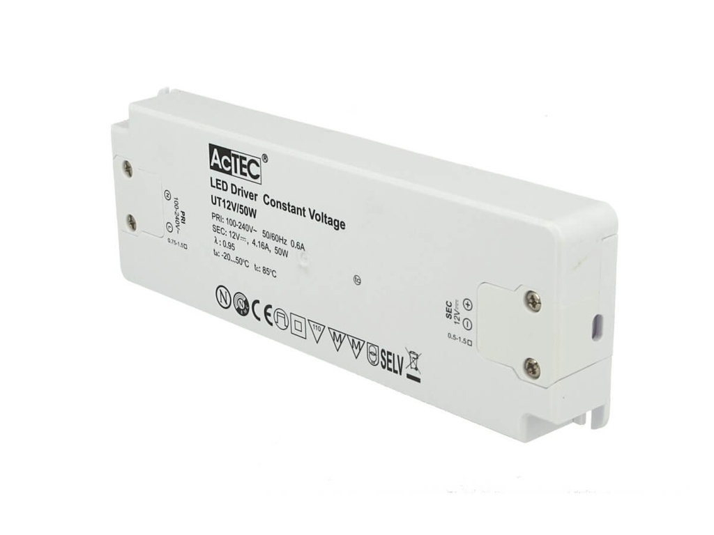 [CV9050] Alimentatore Trasformatore CV Slim 12V 50W 4,16A Voltaggio Costante 187x62x22mm