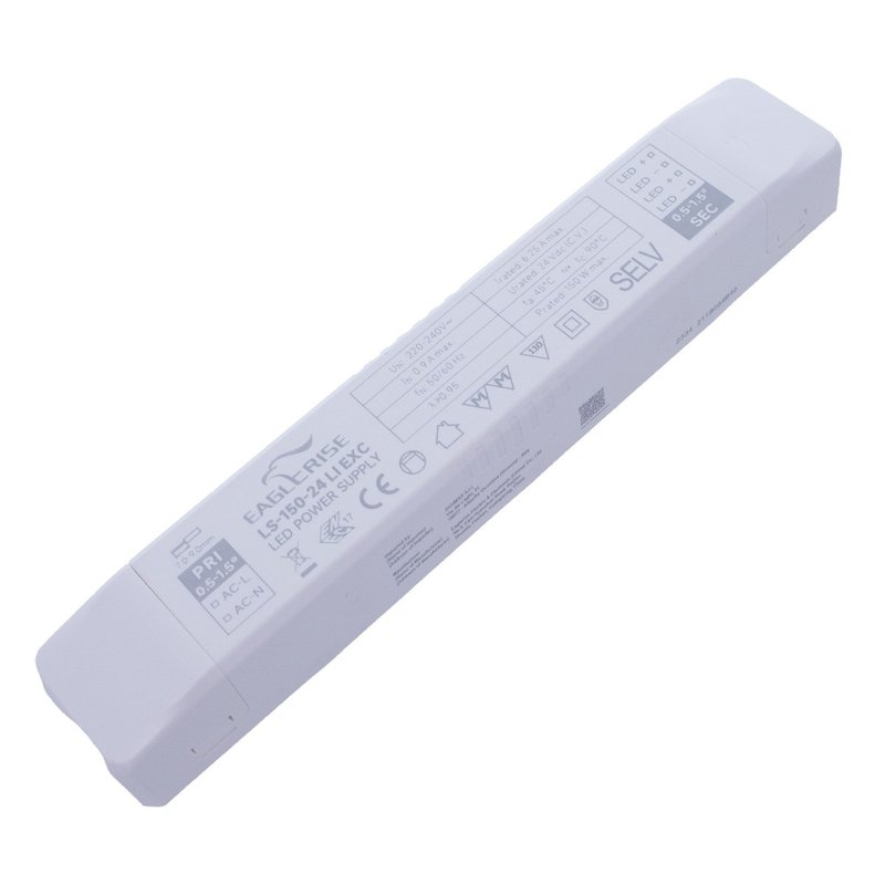 [ER-LS-150-24] Alimentatore Trasformatore LED Cerificato ENEC Output 150W 24V 6.25A Input 220V Compatibile PLC-100-24