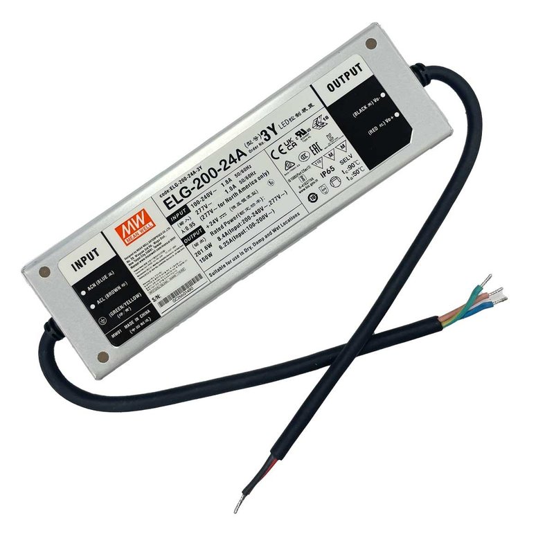 MW MEAN WELL ELG-200-24A-3Y Alimentatore IP67 200W 24V 8,4A Input 220V e 110V