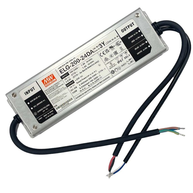 MW MEAN WELL ELG-200-24DA-3Y Alimentatore Dimmerabile DALI IP67 200W 24V 8,4A Input 220V e 110V