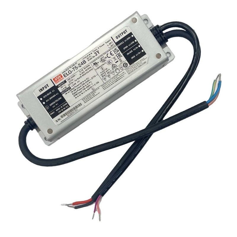 MW MEAN WELL ELG-75-24B-3Y Alimentatore Dimmerabile 0-10V PWM Resistenza IP67 75W 24V 3,15A Input 220V e 110V