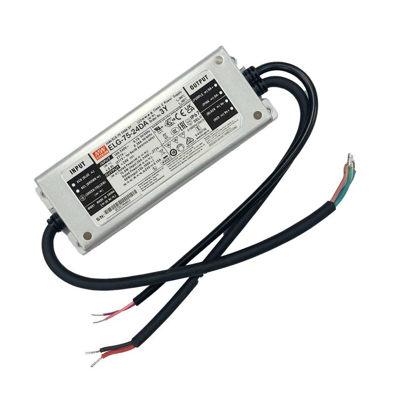 MW MEAN WELL ELG-75-24DA-3Y Alimentatore Dimmerabile DALI IP67 75W 24V 3,15A Input 220V e 110V
