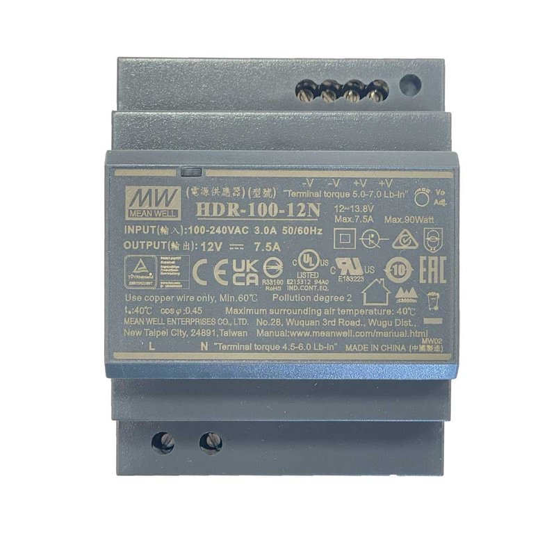 MW MEAN WELL HDR-100-12N Alimentatore Guida DIN 100W 12V 7,5A Input 220V e 110V