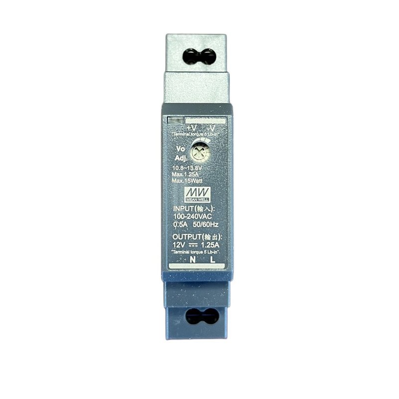 MW MEAN WELL HDR-15-12 Alimentatore Guida DIN Ultra Slim 15W 12V 1,25A Input 220V e 110V