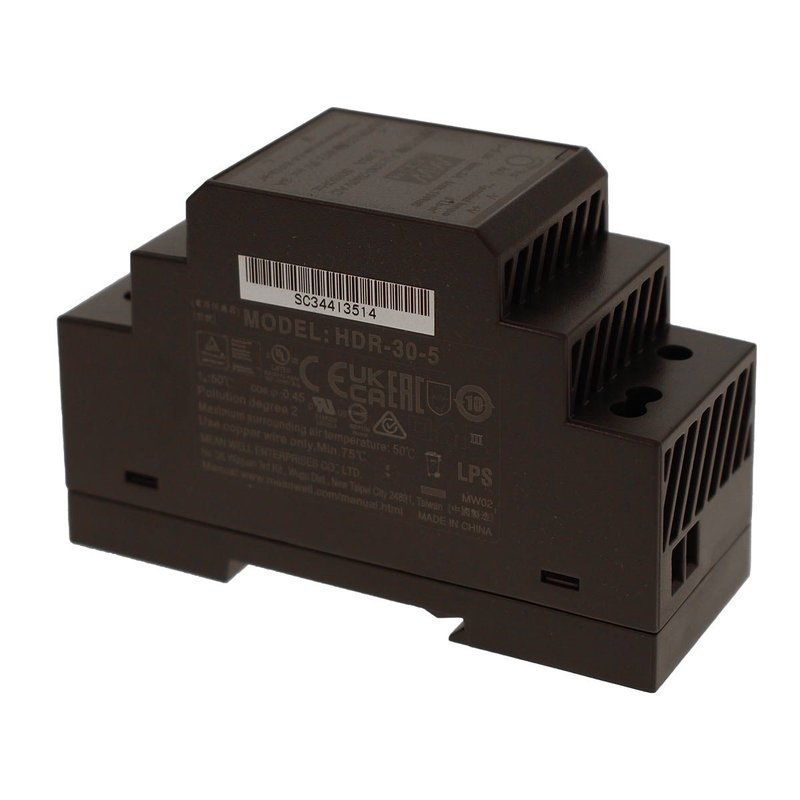 MW MEAN WELL HDR-30-5 Trasformatore Rotaia Industriale 5V 15W 3A Barra Guida DIN Rail Power Supply Universale