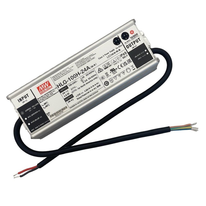 MW MEAN WELL HLG-100H-24A Alimentatore Led Driver CC CV 96W 24V 4A IP67 Input 220V 110V