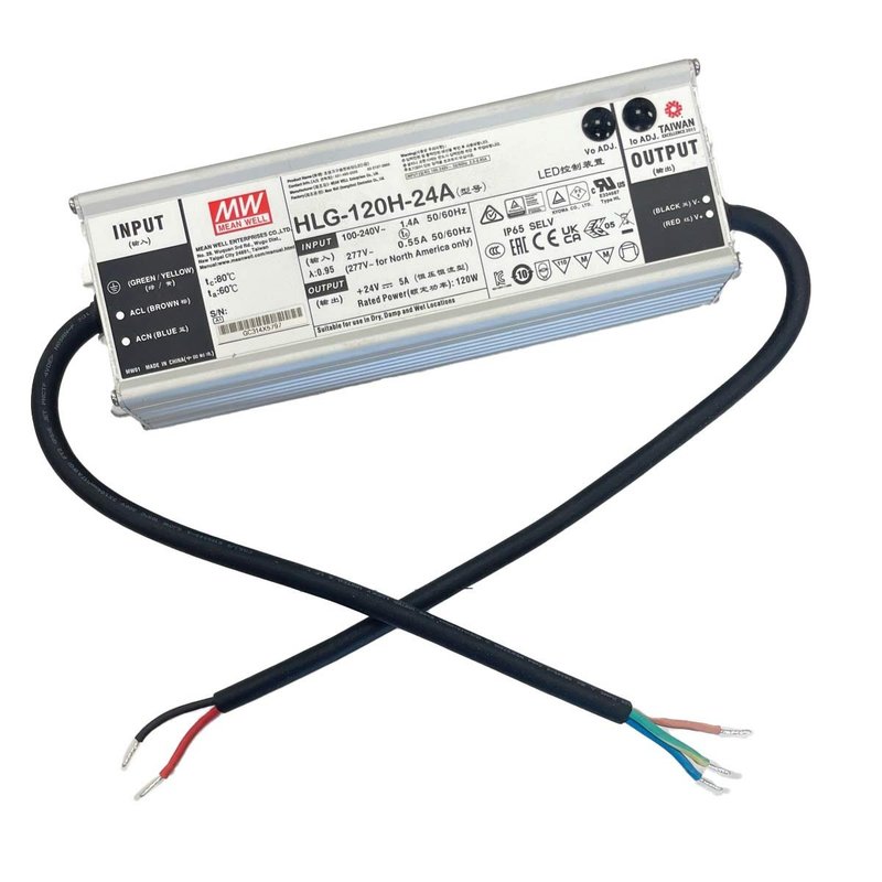MW MEAN WELL HLG-120H-24A Alimentatore Led Driver CC CV 120W 24V 5A IP67 Input 220V 110V