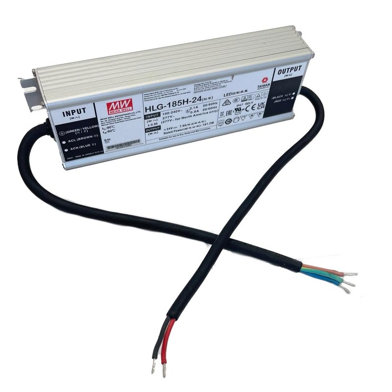 MW MEAN WELL HLG-185H-24 Alimentatore Led Driver CC CV 185W 24V 7,8A IP67 Input 220V 110V
