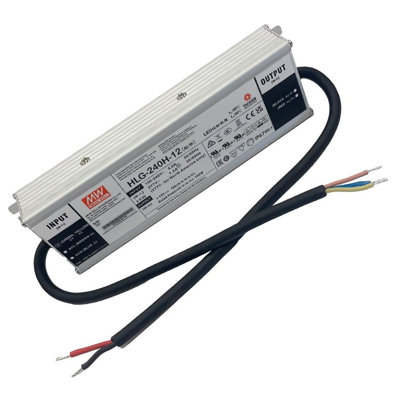 MW MEAN WELL HLG-240H-12 Alimentatore Led Driver IP67 192W 12V 16A Input 220V e 110V