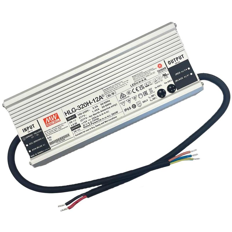 MW MEAN WELL HLG-320H-12A Alimentatore Led Driver CV CC IP67 264W 12V 22A Input 220V e 110V