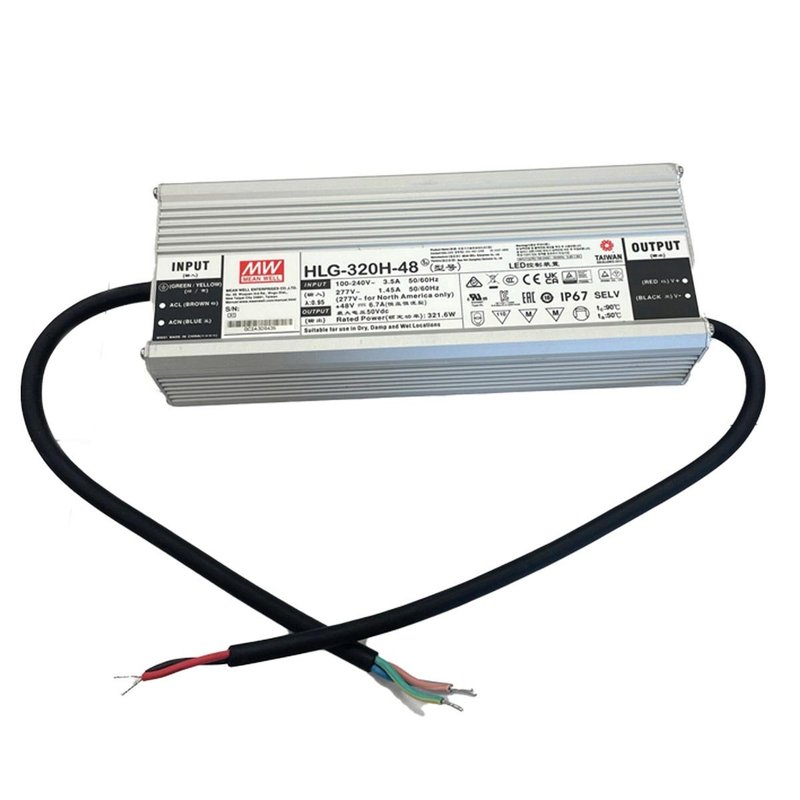 MW MEAN WELL HLG-320H-48 Alimentatore Led Driver CV CC IP67 320W 48V 6,7A Input 220V e 110V