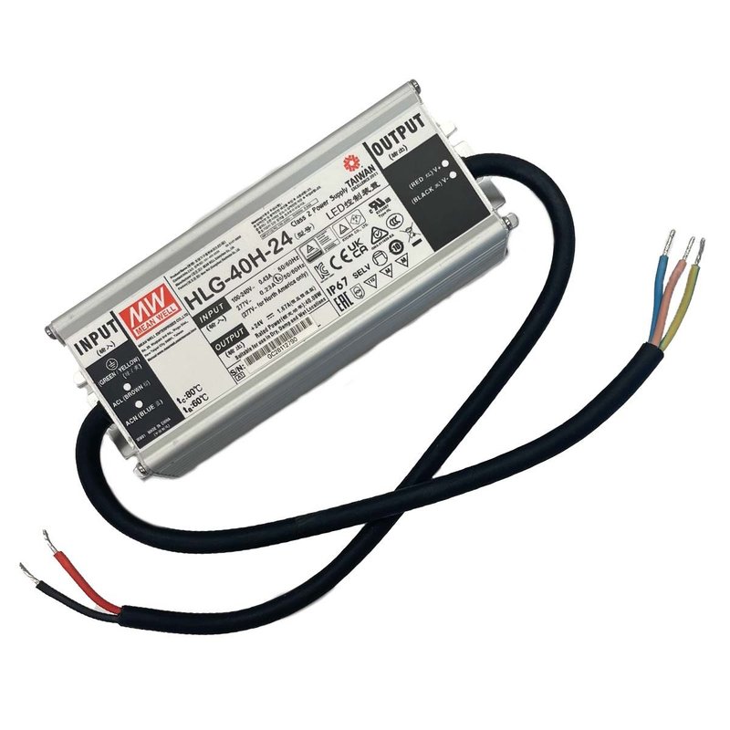 MW MEAN WELL HLG-40H-24 Alimentatore Led Driver CV CC IP67 40W 24V 1,67A Input 220V e 110V