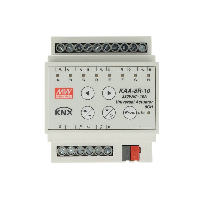 MW MEAN WELL KAA-8R-10 Attuatore KNX Universale Relay On/Off 8 Canali 10A Konnex Con Guida DIN Binario Per Tapparelle Saracinesche
