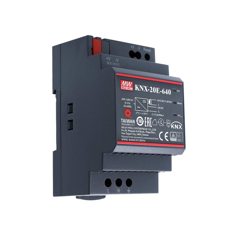 MW MEAN WELL KNX-20E-640 Alimentatore KNX 30V 640 mA 19,2W Konnex Per Guida DIN Binario
