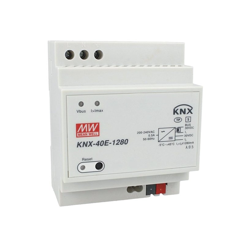 MW MEAN WELL KNX-40E-1280 Alimentatore KNX 30V 1280 mA 38,4W Konnex Per Guida DIN Binario